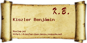 Kiszler Benjámin névjegykártya